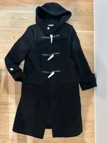 HYKE 후드 부착 더플 코트 사이즈 2 블랙