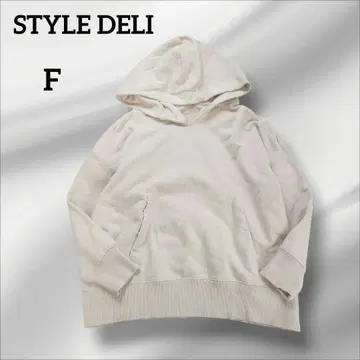 스타일 델리 후드 부착 후드티 오버 사이즈 심플 베이지 F