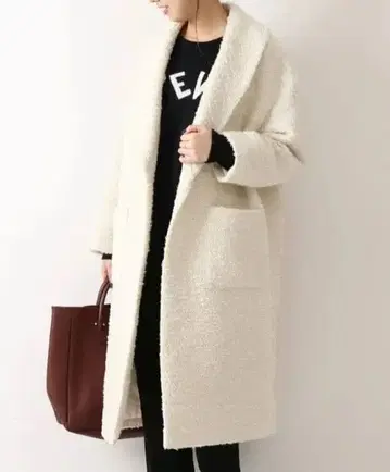 Spick & Span 헤어리 울 숄카라 코트