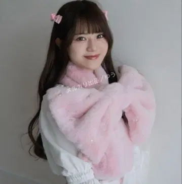 시마무라 마시로아리스 리본 머플러 티펫 핑크 택 포함 새상품