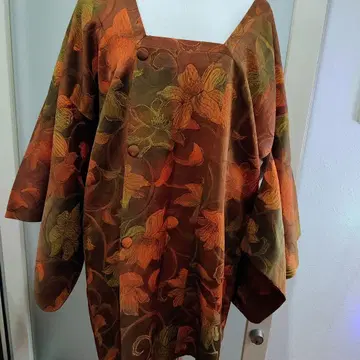 꽃무늬 캐주얼 도중 기모노 순수 실크