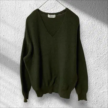 [ 테치치 ] Techichi V넥 스웨터 루즈핏 그린 신축성 긴팔