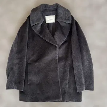 알파카 샤기 코트 쇼트 차콜 그레이 36