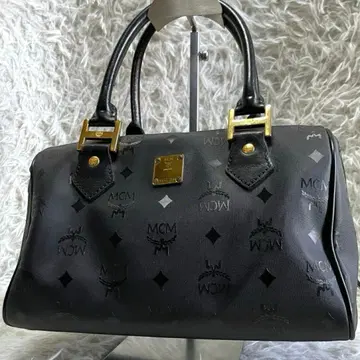 MCM 에무시이엠 비제토스 패턴 미니 보스턴 백 PVC 올 패턴 블랙