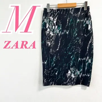 ZARA 타이트 스커트 M 블랙 화이트 올 패턴 허리밴딩