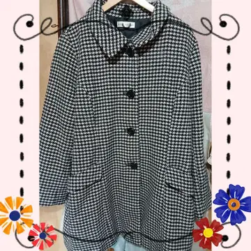 빅 사이즈 정가 30000엔 하운드투스 패턴 코트 5L