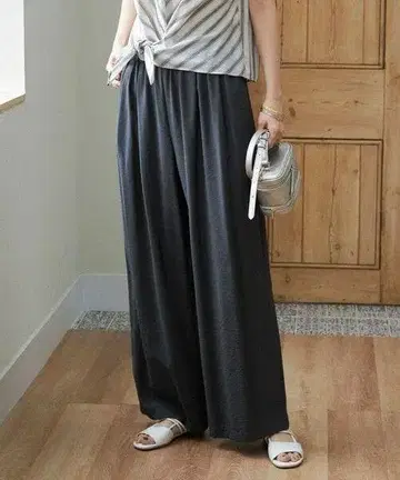 자유구 [ 허리밴딩 워셔블 ] 에어리 트윌 와이드 팬츠 1104B