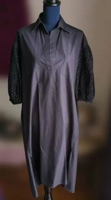 TICCA 티 소매 레이스 스키퍼 원피스 네이비