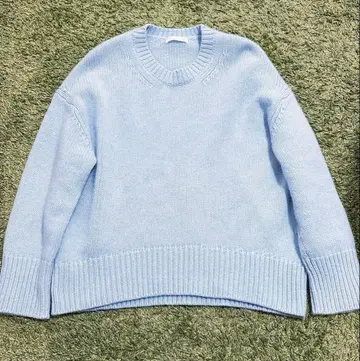 새상품급 갤러리 바이 파인 울 크루넥 풀오버 블루 S 사이즈