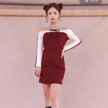 다리치 도킹 라인 오프숄더 미니 원피스 FL BRD