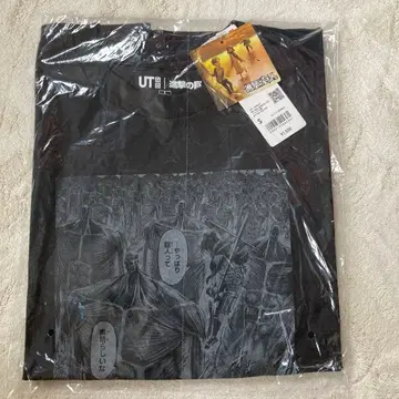 유니클로 진격의 거인 만화 장면 프린트 한지 티셔츠 블랙 S