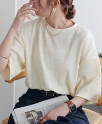 와플 반팔 T셔츠 [WEB 한정판] 아이보리