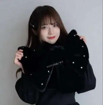 시마무라 마시로아리스 리본 머플러 티펫 블랙 택 포함 새상품