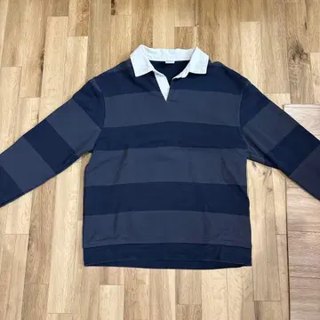 ZARA 네이비/그레이 스트라이프 피케 셔츠 M