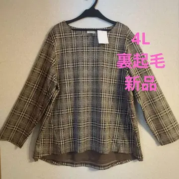 4L noannu 체크 무늬 긴팔 상의 빅 사이즈 루즈한 사이즈