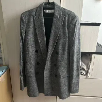 ZARA 그레이 더블 브레스트 테일러드 자켓