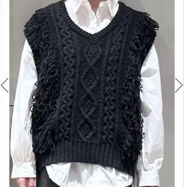 미사용 새상품 로데오 크라운 케이블 니트 베스트 블랙