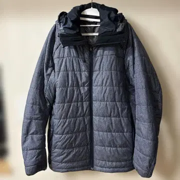 그레이 퀼팅 후드 부착 자켓 L 사이즈
