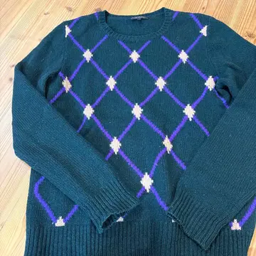 A.P.C. 다크 그린 아가일 무늬 니트 스웨터 사이즈 2