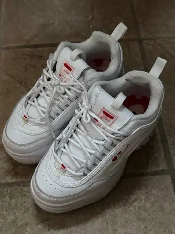 FILA 통굽 스니커즈 하트 화이트 핑크 Disruptor 2 Wedge