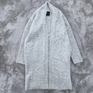 ROSSO 라이트 그레이 알파카 니트 오픈 프론트 가디건