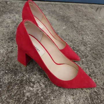 DEICY 와이드 힐 스웨이드 하이힐