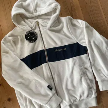 새상품 DOUCUS 플리스 집업 후드티 화이트/네이비 XL