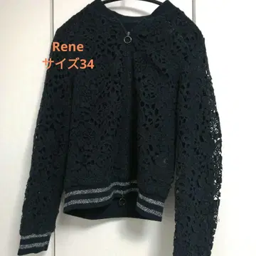 르네 전체 레이스 블루종 노카라 네이비