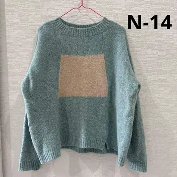 N-14 민트 그린 울 혼방 스웨터