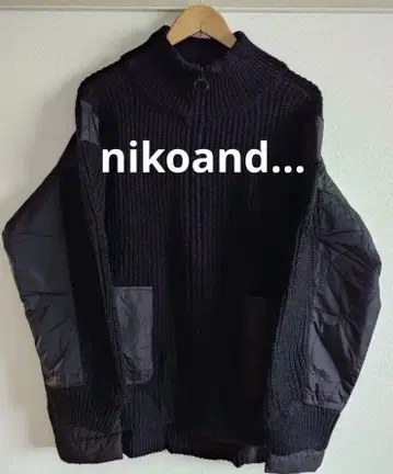 nikoand - 절개 니트 지퍼 자켓