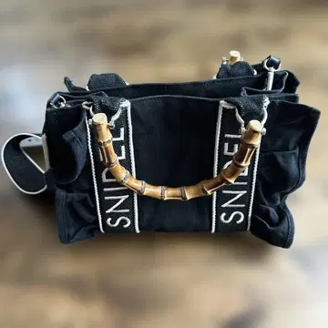 스나이델 프릴 블랙 캔버스 숄더백