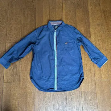 BEAMS 남성용 셔츠 빔즈 7~8부 길이 블루