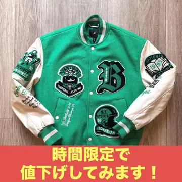 H&M 오버 사이즈 자수 바시티 자켓 XS 그린