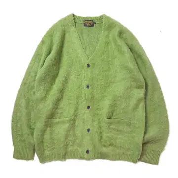 모헤어 터치 니트 가디건 모헤어조 니트 라임 그린 M