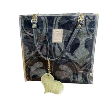 [ 새상품급 ] etoffe 에토프 토트백 하트 참 포함 블랙 골드