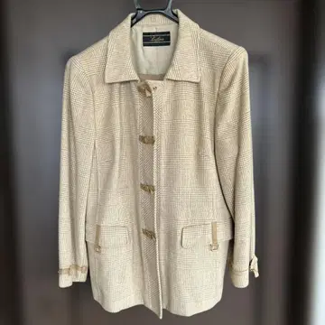 Leilian 베이지 체크 무늬 테일러드 자켓과 바지 15호