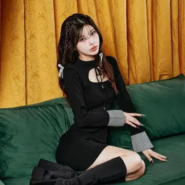 Darich 프론트 오픈 니트 미니 원피스