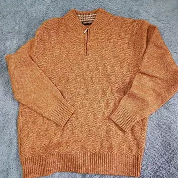 오렌지 다이아몬드 편직 스웨터 L