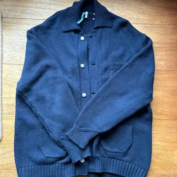 ZARA 네이비 코튼 캐시미어 버튼 가디건