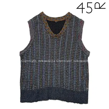 45R 헤링본 자카드 니트 베스트 2 인디고 45rpm