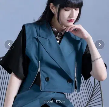 엘노 드 마비 지퍼 숏 베스트 블루그린