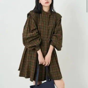 FREAK'S STORE 벌룬 슬리브 미니 원피스 브라운