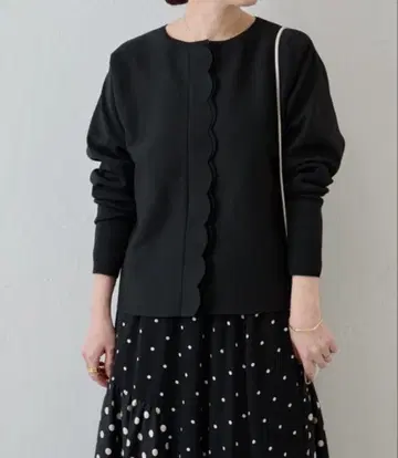 BEARDSLEY 비어즐리 스캘럽 히요쿠 가디건 블랙