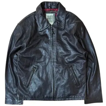 분위기 발군 천연 가죽 카라 부착 가죽 자켓 블랙 사이즈 2L 안감 체크