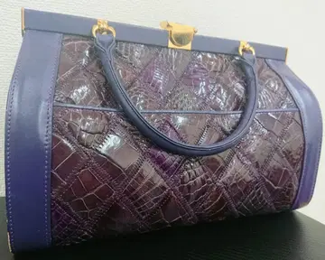 S 크로커다일 엠보 핸드백 가죽 퍼플