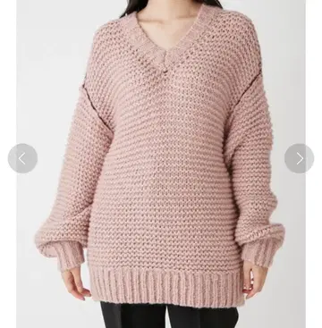 미라 오웬 V넥 로우게이지 니트