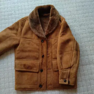 브라운 스웨이드 자켓 퍼 옷깃