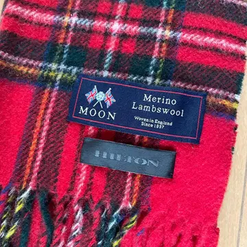 MOON 메리노 램스울 머플러 레드 체크