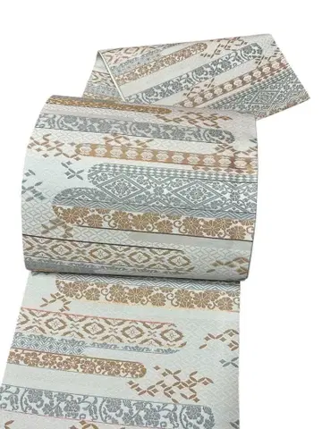 A17 새상품급 후쿠로 오비 육통 꽃 무늬 순수 실크 기모노 재단 완료