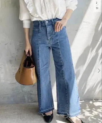 Spick & Span 5 1/2 플레어 라인 팬츠 28